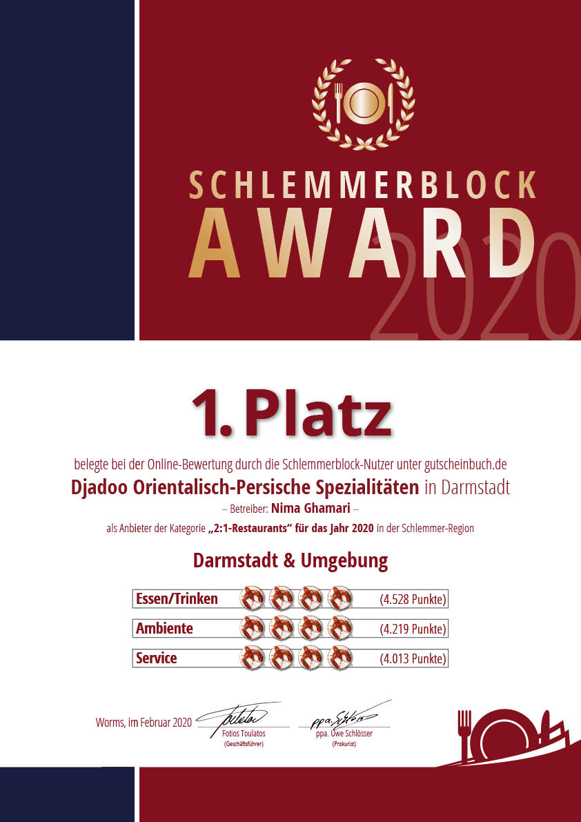 Schlemmerblock Erster Platz 2020